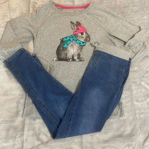 Girls size 16 jeggings and long sleeve shirt